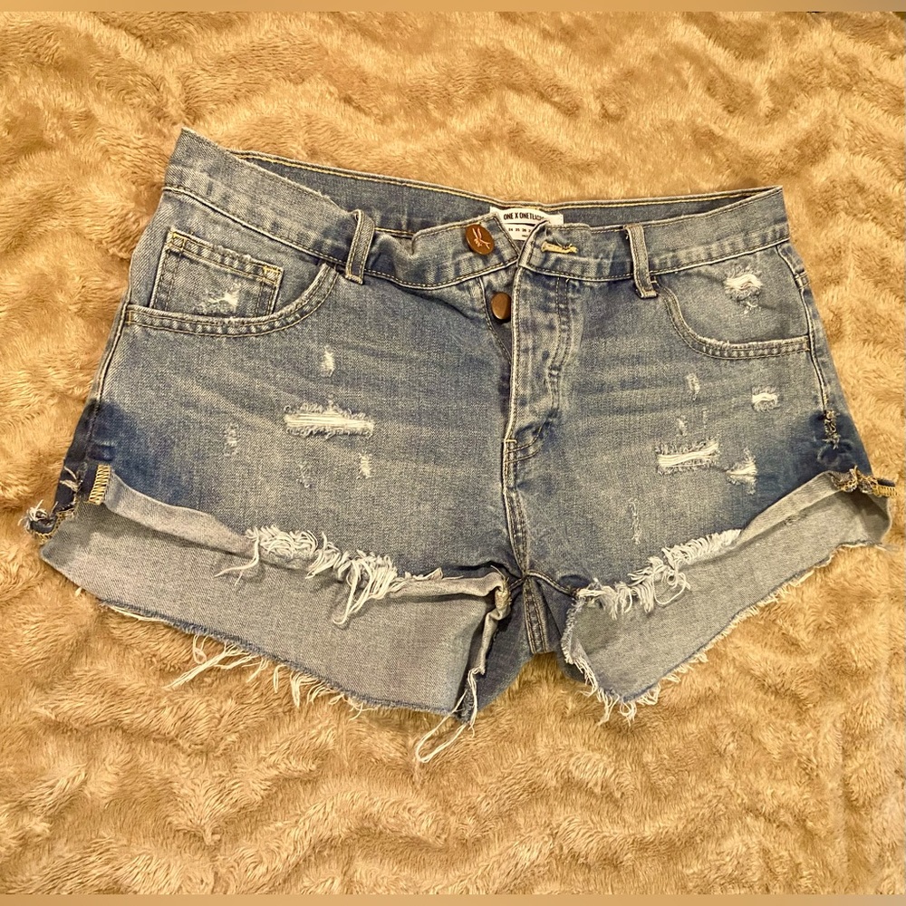 One X Oneteaspoon Distressed Denim Shorts